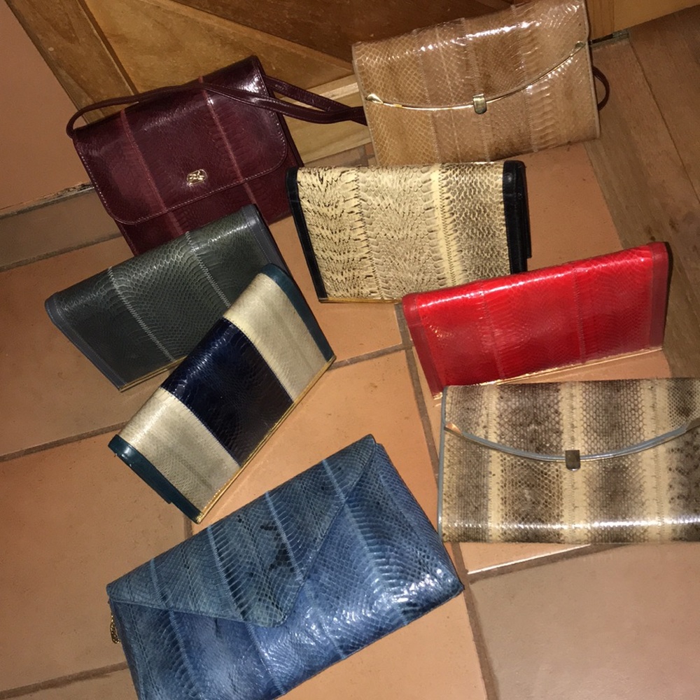 Lot of 8 vintage Snakeskin and Leather purses never used or barely used! - Picture 12 of 12
